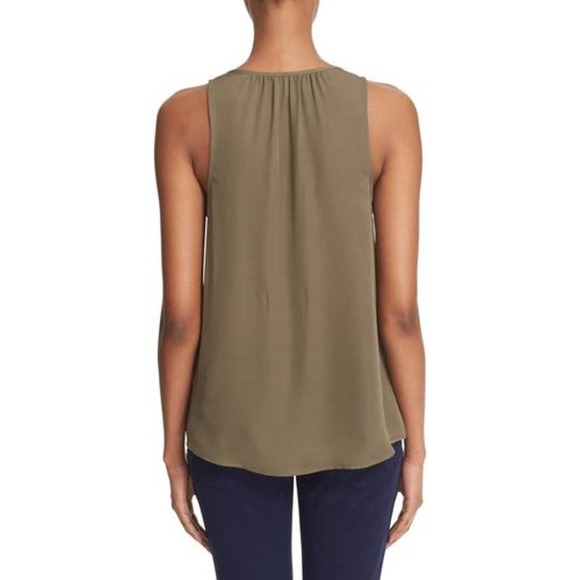 Joie Airlan Tank Top Sz XS Silk Tassel Sleeveless Blouse Olive Army Green Sheer - Picture 6 of 16